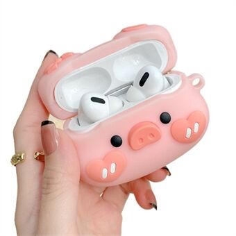 Øretelefon Silikonetui til Apple AirPods Pro, Bowknot Heart Piggy Design Fuld beskyttelse Opladningsboks Cover Protector med krog