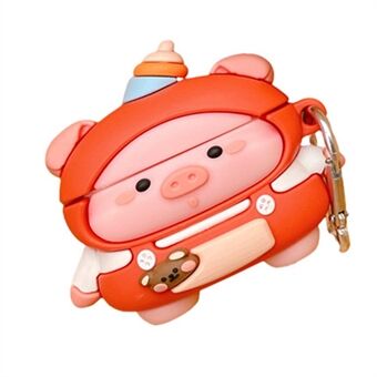 Til Apple AirPods Pro øretelefoner Fuld beskyttelse Silikonetui Cute Piggy Design Ladeboks Stødsikker dækselbeskytter med krog