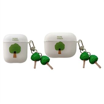 Tree Pattern Earphone Case for Apple AirPods Pro, Matte Anti-fingerprint Soft TPU Protective Cover with Tree Pendant