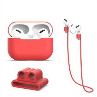3 stk/sæt til Apple AirPods Pro 2 Opladningsetui Cover Ørepropper Beskyttende silikone etui sæt med headsetholder/anti-tabt nakkestrop