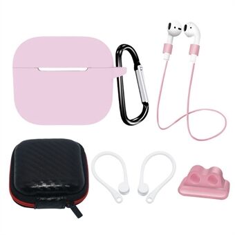 6 i 1 til Apple AirPods 3 bærbar bæretaske Headset Silikone etui sæt med ørepropper holder / anti-tabt nakkestrop
