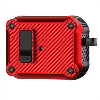 Til Apple AirPods Pro 2 Carbon Fiber Texture Earphone Case Earbud TPU cover med magnetisk autolås
