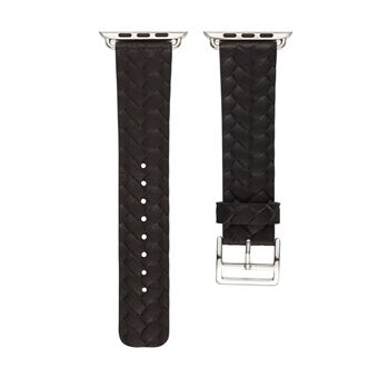 Top Layer Cowhide Leather Imprinted Woven Pattern Watch Strap Replacement for Apple Watch Series 5 4 44mm, Series 3 / 2 / 1 42mm