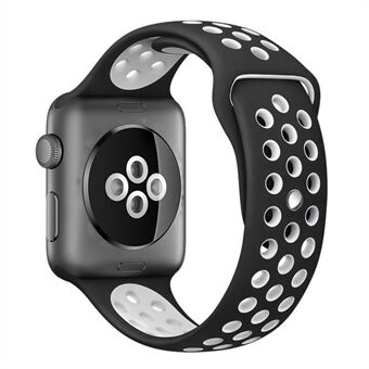 Breathable Hollow Holes Silicone Watch Band for Apple Watch Series 5 4 44mm, Series 3 / 2 / 1 42mm
