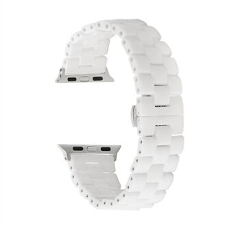 Three Beads Butterfly Buckle Ceramic Watch Band for Apple Watch Series 5 4 44mm/3/2/1 42mm