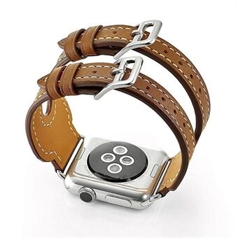 Classic Double Buckle PU Leather Watch Strap Replacement Part for Apple Watch Series 5 4 40mm / Series 3 2 1 38mm