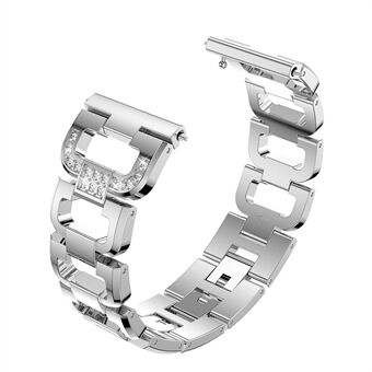 D-shape Rhinestone Decor Alloy Watch Band for Fitbit Versa