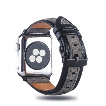 Bi-color Top Layer Cowhide Leather Watch Band for Apple Watch Series 6 SE 5 4 44mm / Seires 3/2/1 42mm