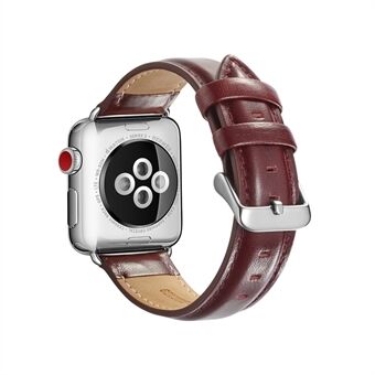 Top Layer Crazy Horse Texture Cowhide Leather Watch Band for Apple Watch Series 5 4 44mm, Series 3 / 2 / 1 42mm