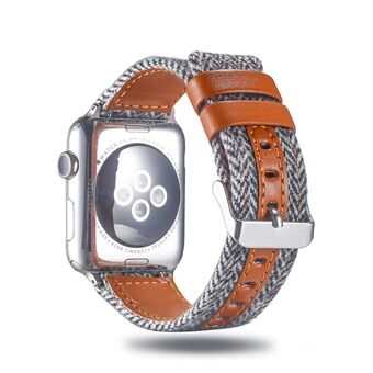 Cloth and Genuine Leather Watch Band for Apple Watch Series 5 4 40mm, Series 3 / 2 / 1 38mm