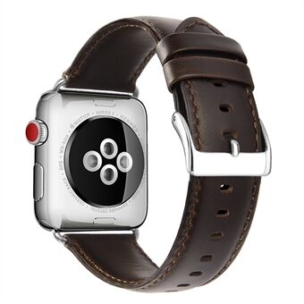Top Layer Crazy Horse Cowhide Leather Watch Strap Replacement for Apple Watch Series 5 4 44mm, Series 3 / 2 / 1 42mm