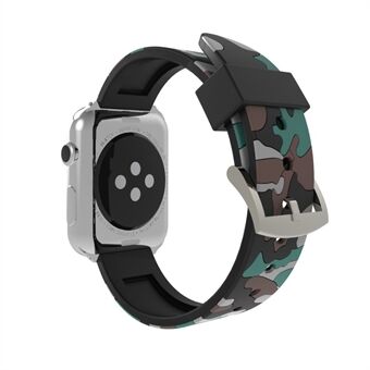 Camouflage Pattern Flexible Silicone Watch Band for Apple Watch Series 5 4 40mm, Series 3 / 2 / 1 38mm