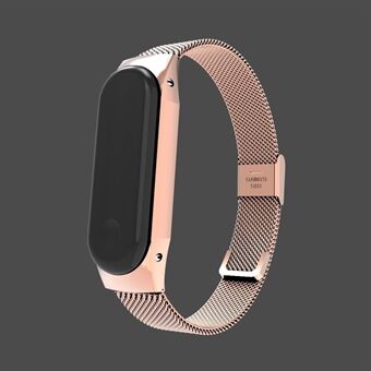 For Xiaomi Mi Band 3 Stainless Steel Magnetic Buckle Watch Strap - Rose Gold