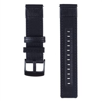 Universal 22mm Nylon Woven with Genuine Leather Wrist Strap for Samsung Galaxy Watch 46mm etc.
