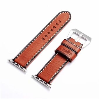 Retro Style Genuine Leather Smart Watch Band for Apple Watch Series 5 4 44mm, Series 3 / 2 / 1 42mm - Brown