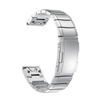 For Garmin Fenix 5S Stainless Steel Link Chain Watch Band with Folding Clasp - Silver