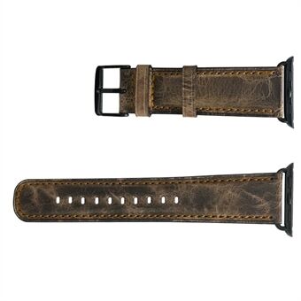 Thin Genuine Leather Wristwatch Strap Replacement for Apple Watch Series 5 4 44mm / Series 3 / 2 / 1 42mm - Coffee