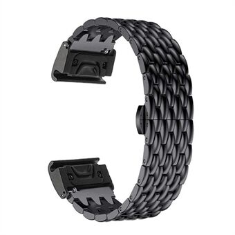 Stainless Steel Bracelet Dragon Vein Woven Watch Band with Buckle for Garmin Fenix 5X 26mm