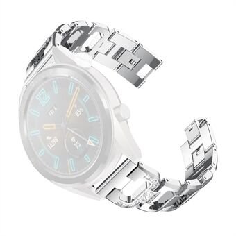 22mm D-shape Rhinestone Decor Stainless Steel Watch Band for Huawei Watch GT