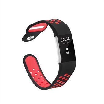 Two-color Multihole Soft Silicone Sports Watch Band for Fitbit Charge 2