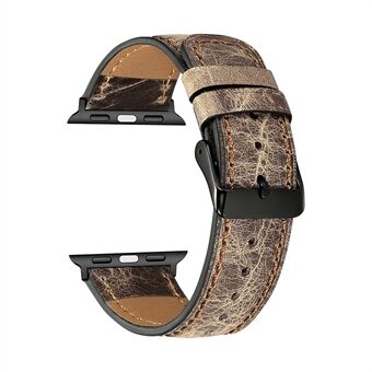 Crackle Texture Watchband Genuine Leather Watch Strap for Apple Watch Series 6 SE 5 4 40mm / Series 3 2 1 38mm