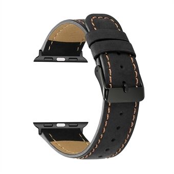 Crackle Texture Genuine Leather Watch Strap for Apple Watch Series 5 4 44mm / Series 3 2 1 42mm