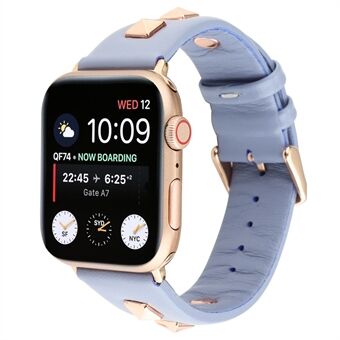 Ægte læderurrem Smart Watch Band Urrem med Rose Gold Fastener til Apple Watch Series 1 2 3 42mm / Apple Watch Series 5 4 44mm
