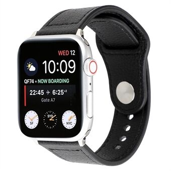 Ægte læderurrem Smart Watch Band Urbånd med nittefastgørelse til Apple Watch Series 1 2 3 42mm / Apple Watch Series 5 4 44mm