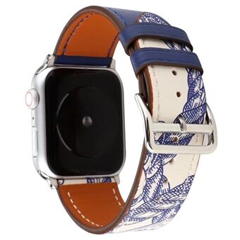 Pattern Decor Genuine Leather Smart Watch Replacement Strap for Apple Watch SE/Series 6/5/4 44mm / Series 3/2/1 42mm