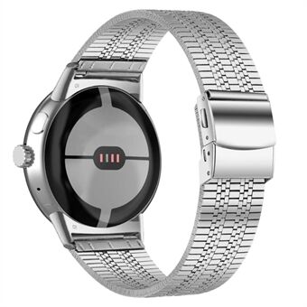Til Google Pixel Watch Rustfrit Steel 5 Beads Smart Watch Band Erstatningshåndledsrem - Sølv