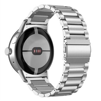 Til Google Pixel Watch Stilfuldt 3 perler 316 rustfrit Steel Smart urbånd poleret erstatningshåndledsrem - sølv