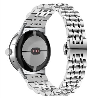 Til Google Pixel Watch Luxury 7 Beads Rustfrit Steel Smart Watch Band Stilfuld erstatningshåndledsrem - Sølv