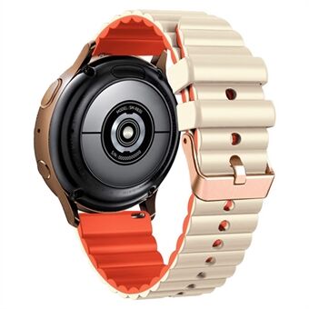 Horisontale striber urrem til Samsung Galaxy Watch6 / Watch6 Classic / Watch 5 / Watch 5 Pro / Watch4 / Watch4 Classic , 20 mm silikoneremme i to farver med roseguldspænde