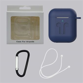 Dust-proof Silicone Case with Keychain and Anti-lost Strap for AirPods with Charging Case (2016)