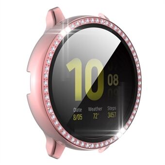 Til Samsung Galaxy Watch Active2 40 mm Rhinestone Decor Elektroplettering PC-urkasse med skærmbeskytter af hærdet glas