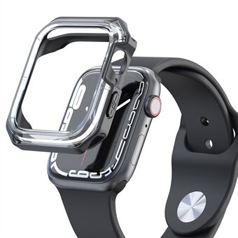 Til Apple Watch Series 7 41 mm blød TPU gennemsigtig dobbeltfarvet udhulet anti-fald dæksel