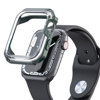 Til Apple Watch Series 7 45 mm stilfuldt gennemsigtigt dobbeltfarvet blødt TPU-udhulet urcover