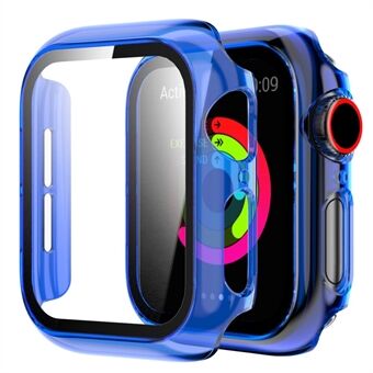 Til Apple Watch Series 4/5/6/SE 44 mm anti-ridse gennemskinnelig pc-etui med hærdet glas skærmbeskytter Anti-drop stødsikkert Smart Watch Cover