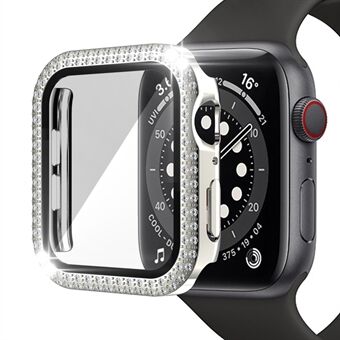 Til Apple Watch Series 1/2/3 42 mm faldsikker Anti-ridse Rhinestone+PC+Hærdet glas Smart Watch Case Cover