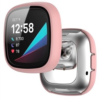 For Fitbit Versa 3/Sense Anti-Scratch Matte Hard PC Case with Tempered Glass Screen Protector Wear-Resistant Smart Watch Cover