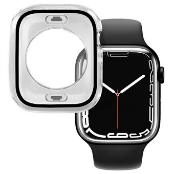 For Apple Watch Series 7 41mm Tempered Glass Film Waterproof PC Watch Case with Back Cover