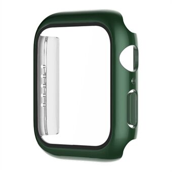 For Apple Watch Series 6/5/4 44mm/SE 44mm Dustproof Button Cover Electroplating Hard PC Watch Case with Tempered Glass Screen Protector