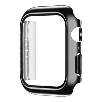 Dustproof Button Cover Watch Case for Apple Watch Series 7 41mm, Electroplating PC Watch Shell Protector with Tempered Glass Film