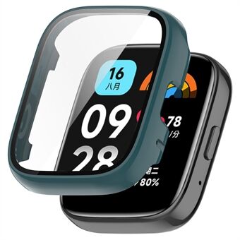 Til Xiaomi Redmi Watch 3 Lite Overall PC-etui med hærdet glasfilm Ultratyndt Watch Guard Cover