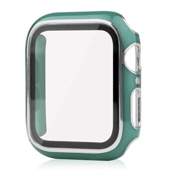 Til Apple Watch SE (2022) 40 mm dobbeltfarvet galvanisering PC-skal All-Around Edge Beskyttelsescover med hærdet glas skærmbeskytter