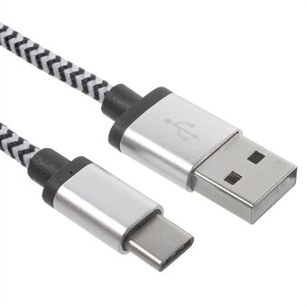 Dobbeltfarvet vævet USB Type-C Charge Sync-kabel til Xiaomi Mi 5/Ny Macbook - Sort
