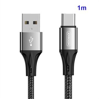 JOYROOM 1M nylonflettet Type-C USB Data Sync Ladekabel til Samsung Huawei Xiaomi - Sort
