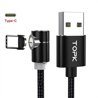 TOPK albueformet nylonflettet magnetisk Type-C USB-opladningskabel