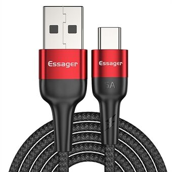 ESSAGER 1M nylonflettet Type-C USB Data Sync Hurtigopladerkabel til Samsung Huawei Xiaomi