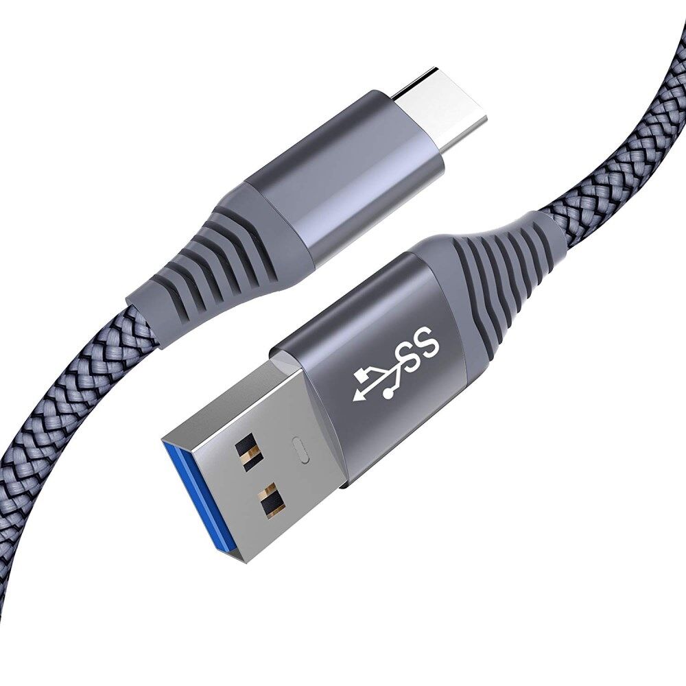 Excel bunke sensor USB 3.0 til USB-C Hurtigopladning Nylon Braid Ladekabel, 1,2m